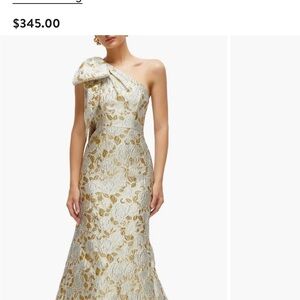 Alfred Sung One-Shoulder Metallic Jacquard Trumpet Gown